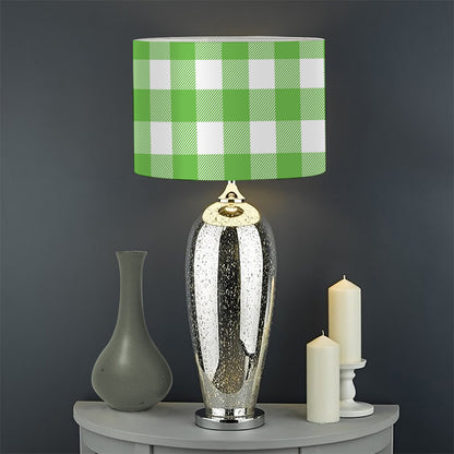 UFO Green And White Buffalo Check Print Drum Lamp Shade
