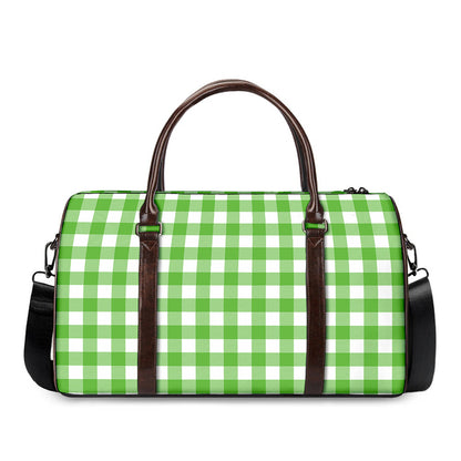 UFO Green And White Buffalo Check Print Duffle Bag