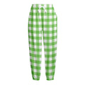 UFO Green And White Buffalo Check Print Fleece Lined Knit Pants