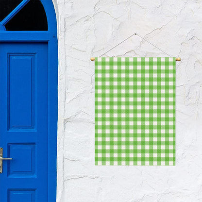 UFO Green And White Buffalo Check Print Garden Flag