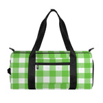 UFO Green And White Buffalo Check Print Gym Bag