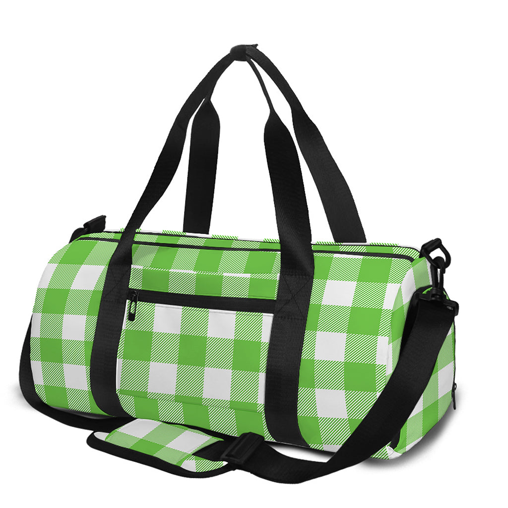 UFO Green And White Buffalo Check Print Gym Bag