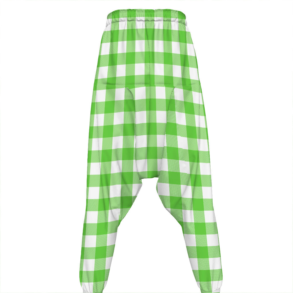 UFO Green And White Buffalo Check Print Hammer Pants