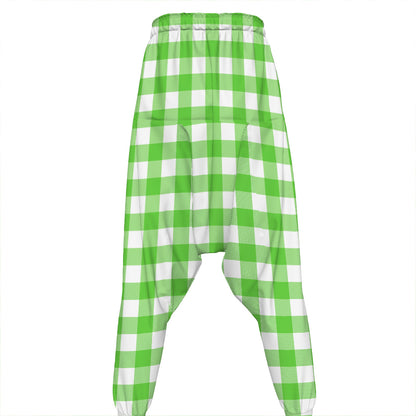 UFO Green And White Buffalo Check Print Hammer Pants