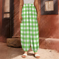 UFO Green And White Buffalo Check Print Harem Pants