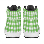 UFO Green And White Buffalo Check Print High Top Leather Sneakers