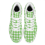 UFO Green And White Buffalo Check Print High Top Leather Sneakers