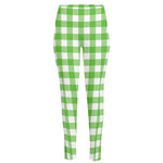UFO Green And White Buffalo Check Print High-Waisted Pocket Leggings