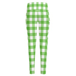 UFO Green And White Buffalo Check Print High-Waisted Pocket Leggings