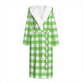 UFO Green And White Buffalo Check Print Hooded Bathrobe
