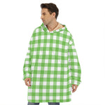 UFO Green And White Buffalo Check Print Hoodie Blanket