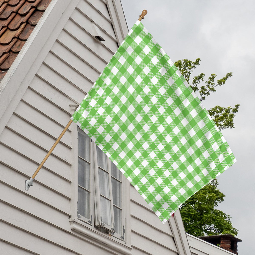 UFO Green And White Buffalo Check Print House Flag