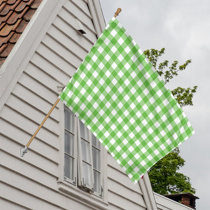UFO Green And White Buffalo Check Print House Flag