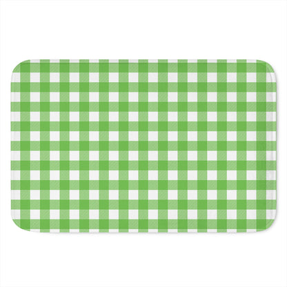 UFO Green And White Buffalo Check Print Indoor Door Mat