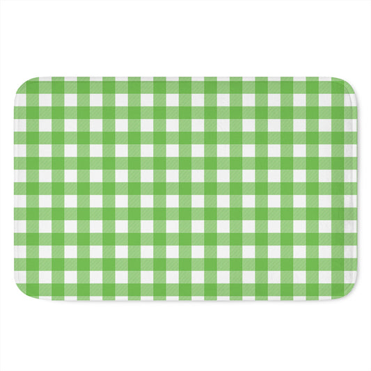 UFO Green And White Buffalo Check Print Indoor Door Mat