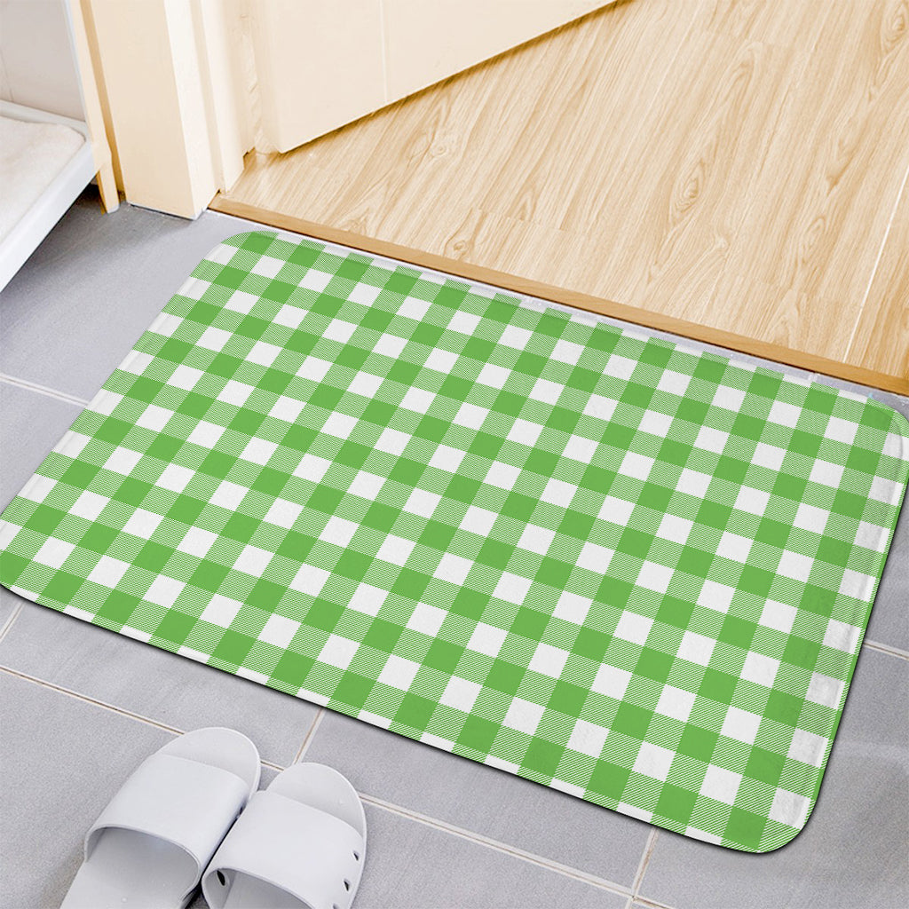 UFO Green And White Buffalo Check Print Indoor Door Mat