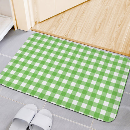 UFO Green And White Buffalo Check Print Indoor Door Mat