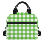 UFO Green And White Buffalo Check Print Insulated Lunch Bag