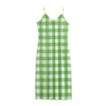 UFO Green And White Buffalo Check Print Jersey Midi Cami Dress