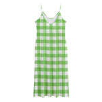 UFO Green And White Buffalo Check Print Jersey Midi Cami Dress