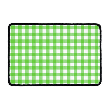 UFO Green And White Buffalo Check Print Kitchen Mat