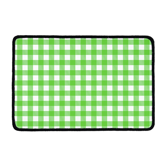 UFO Green And White Buffalo Check Print Kitchen Mat