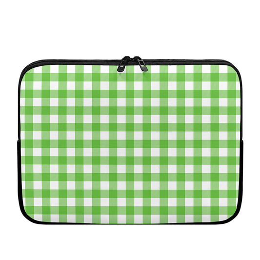 UFO Green And White Buffalo Check Print Laptop Sleeve