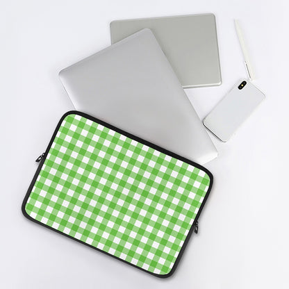 UFO Green And White Buffalo Check Print Laptop Sleeve
