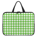 UFO Green And White Buffalo Check Print Laptop Sleeve With Handle