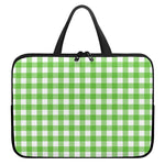UFO Green And White Buffalo Check Print Laptop Sleeve With Handle