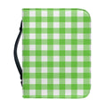 UFO Green And White Buffalo Check Print Leather Bible Cover