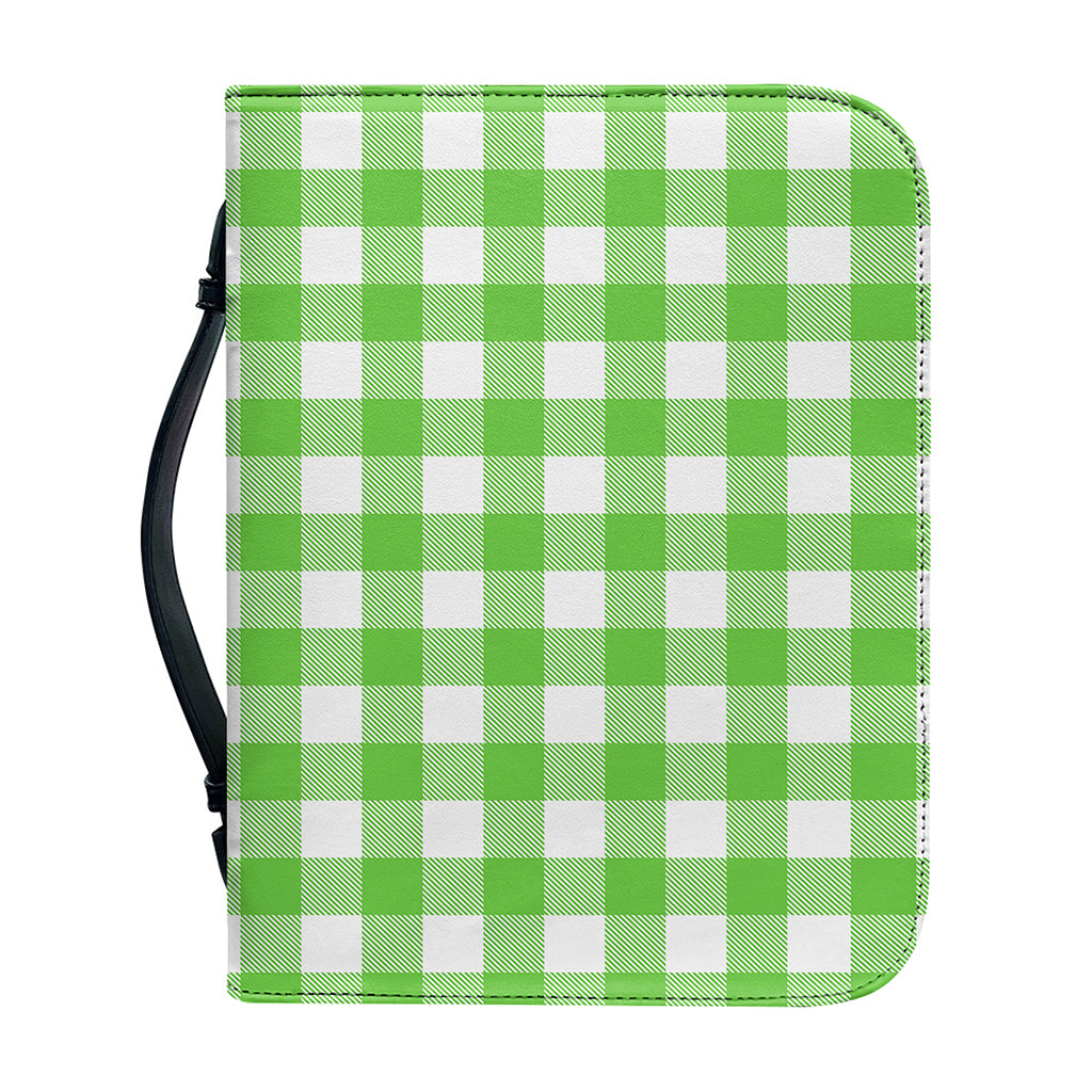 UFO Green And White Buffalo Check Print Leather Bible Cover