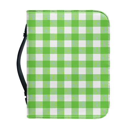 UFO Green And White Buffalo Check Print Leather Bible Cover