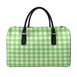 UFO Green And White Buffalo Check Print Leather Duffle Bag