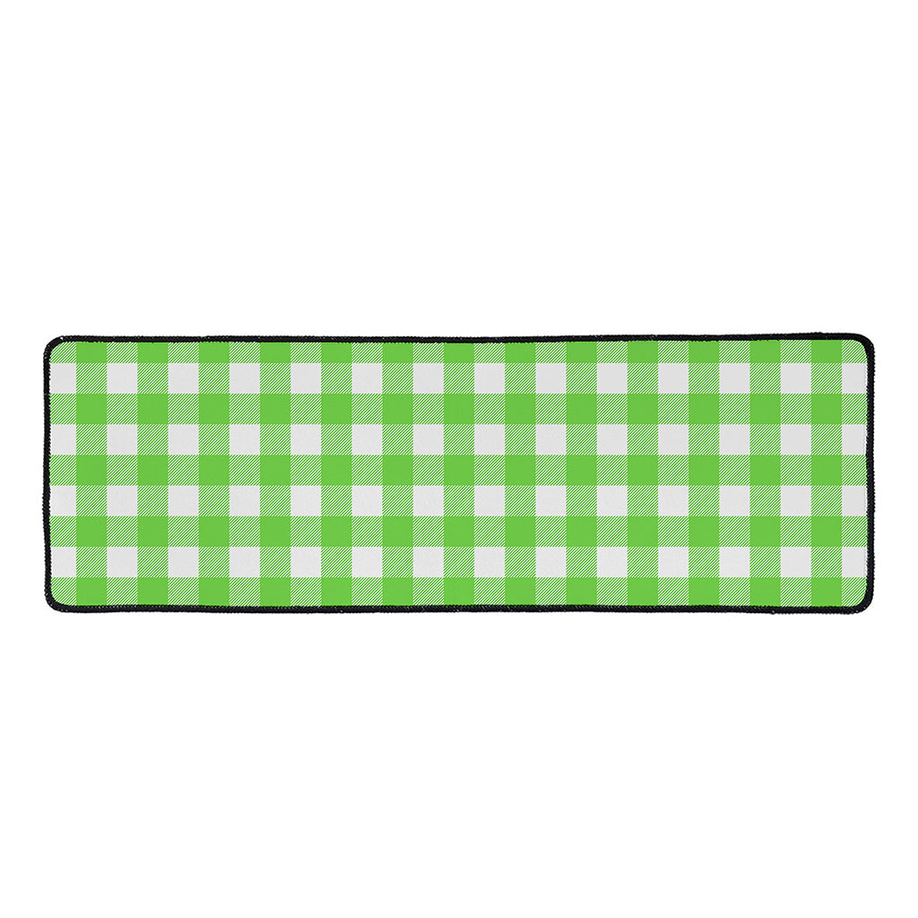 UFO Green And White Buffalo Check Print Long Kitchen Mat