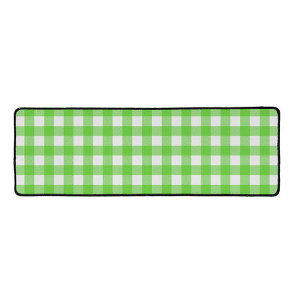 UFO Green And White Buffalo Check Print Long Kitchen Mat