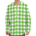 UFO Green And White Buffalo Check Print Long Sleeve Baseball Jersey