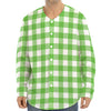 UFO Green And White Buffalo Check Print Long Sleeve Baseball Jersey