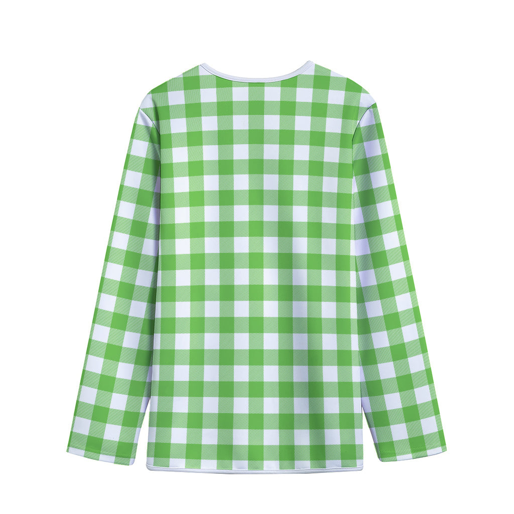 UFO Green And White Buffalo Check Print Long Sleeve Short Coat