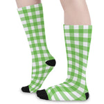 UFO Green And White Buffalo Check Print Long Socks