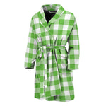 UFO Green And White Buffalo Check Print Men's Bathrobe