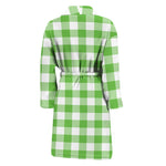 UFO Green And White Buffalo Check Print Men's Bathrobe