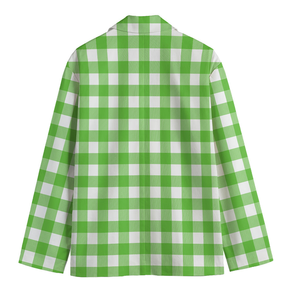 UFO Green And White Buffalo Check Print Men's Blazer