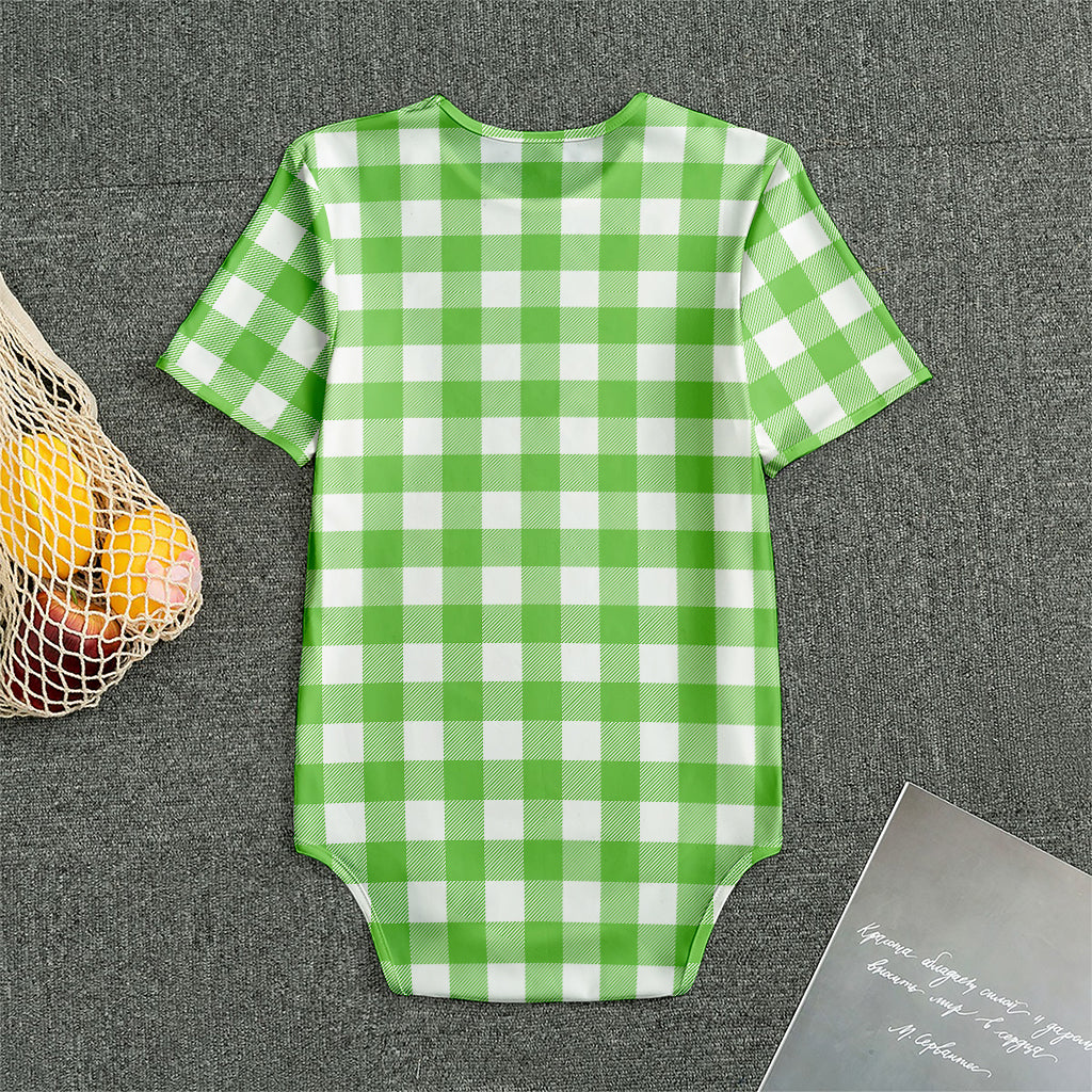 UFO Green And White Buffalo Check Print Men's Bodysuit