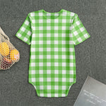 UFO Green And White Buffalo Check Print Men's Bodysuit