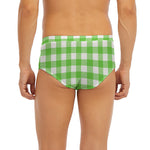 UFO Green And White Buffalo Check Print Men's Briefs