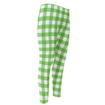 UFO Green And White Buffalo Check Print Men's Compression Pants