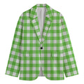 UFO Green And White Buffalo Check Print Men's Cotton Blazer