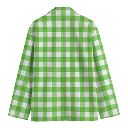 UFO Green And White Buffalo Check Print Men's Cotton Blazer