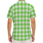 UFO Green And White Buffalo Check Print Men's Deep V-Neck Shirt